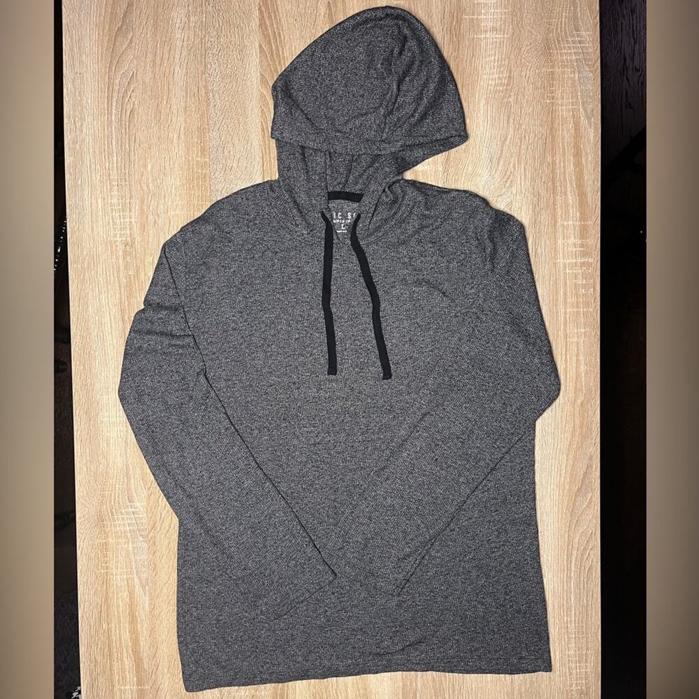 Rustic Souls Grey Heather Textured Drawstring Lightweight Hoodie
